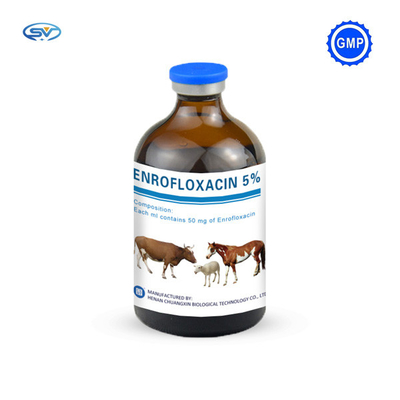 Leki weterynaryjne do wstrzykiwań Enrofloksacyna do wstrzykiwań 50 mg 50 ml / 100 ml dla koni bydła