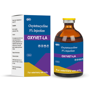 Weterynaryjne leki do wstrzykiwań Oksytetracyklina 5% Leki na pasożyty do wstrzykiwań dla bydła Świnie