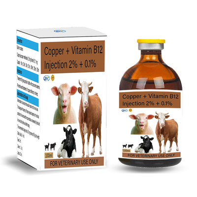 Miedź + Witamina B12 2% + 0,1% Weterynaryjne leki do wstrzykiwań na niedobór miedzi u owiec